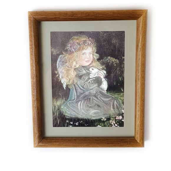 VTG RARE Foiled Print Fairy Angels Care Boho Frame - Picture 3 of 8
